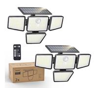 Philips Solar Security Light Outdoor, 196 LED Wall-Mounted Flood Light w/PIR Motion Sensor, 3 Modes, 4 Adjustable Heads Solar-Powered Floodlights wit