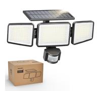 Philips Solar Security Light Outdoor Light 302 LEDs 1200lm, Solar-Powered Waterproof Wall-Mounted Flood Light w/PIR Motion Sensor, 3 Heads, IP65 Wate