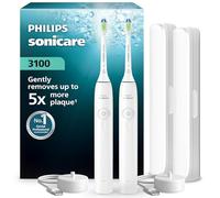 Philips Sonicare 3000 Series Electric Toothbrush - Sonic Toothbrush with Pressure Sensor, 3 Intensity Levels, EasyStart, SmarTimer, 14-Day Runtime, Travel Case, White, 2 Pack, HX4072/41, [New]