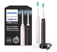 Philips Sonicare 3100 Electric Toothbrush, Sonic Toothbrush, Pressure Sensor and Timer, Sugar Rose and Black, Dual Pack, HX3675/15