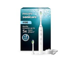 Philips Sonicare 4000 Series Sonic Electric Toothbrush White, Pressure Sensor, 4 Brushing Settings, 21-Day Battery, QuadPacer, Rechargeable, HX4042/41, One Colour, Women One Colour