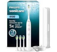 Philips Sonicare 4100 Series Electric Toothbrush - Sonic Toothbrush with Pressure Sensor, 4 Brushing Settings, EasyStart Feature, SmarTimer, 21-Day Runtime, Travel Case, White, HX4046/41, [New]