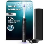 Philips Sonicare 6100 Electric Toothbrush, Sonic Toothbrush with 2 Brushing Modes and 3 Intensity Levels, Pressure Alert, EasyStart, SmarTimer and BrushPacer, Black, Model HX7401/07 [New Technology]