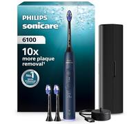 Philips Sonicare 6100 Series Electric Toothbrush - Next-Generation Sonicare Technology, Pressure Sensor, 6 Brushing Settings, SmarTimer, BrushPacer, 21-Day Runtime, Travel Case, Navy Blue, HX7403/07