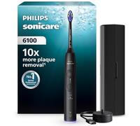 Philips Sonicare 6100 Series Electric Toothbrush - Next-Generation Technology, Pressure Sensor, 6 Brushing Settings, SmarTimer, BrushPacer, 21-Day Runtime, Travel Case, Black, Model HX7401/12