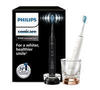 Philips Sonicare DiamondClean 9000 Electric Toothbrush, Sonic Toothbrush with App, Pressure Sensor, 4 Brushing Modes, 3 Intensity Levels, Charging Glass, Black & Rosegold, Dual Pack, Model HX9914/57