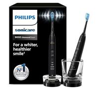 Philips Sonicare DiamondClean 9000 Electric Toothbrush, Sonic Toothbrush with App, Pressure Sensor, 4 Brushing Modes, 3 Intensity Levels, Charging Glass, Black, Dual Pack, Model HX9914/54