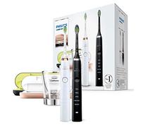 Philips Sonicare DiamondClean Electric Toothbrush Dual Handle Pack, with USB Charging Travel Case & Charging Glass- Black & Rose Gold (UK 2-Pin Bathroom Plug) - HX9392/39