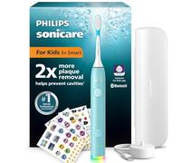 Philips Sonicare for Kids Smart Electric Toothbrush - Sonic Toothbrush with App, for Children 3+, 2 Gentle Modes, 2-Minute Light & Sound Timer, 2 Brush Heads (Standard & Mini), Teal, Model HX6600/13