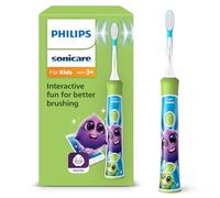 Philips Sonicare for Kids, Sonic Electric Toothbrush with App, for Kids Age 3+, with SmarTimer and QuadPacer for a Thorough Clean, Green, Model HX6352/11