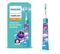 Philips Sonicare For Kids, Sonic Electric Toothbrush with App, for Kids Aged 3+, with SmarTimer and QuadPacer for a Thorough Clean, Turquoise, Model HX6322/04