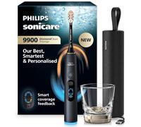 Philips Sonicare Next-Generation DiamondClean 9900 Prestige Sonic Electric Toothbrush - with SenseIQ, Smart Coverage Feedback, Smart Pressure Feedback and 24 Settings, Quartz Black, HX9813/92