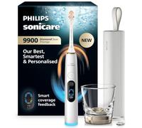 Philips Sonicare Next-Generation DiamondClean 9900 Prestige Sonic Electric Toothbrush - with SenseIQ, Smart Coverage Feedback, Smart Pressure Feedback and 24 Settings, Silver White, HX9813/91
