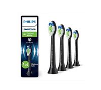 Philips Sonicare W2 Optimal White, Genuine Replacement Toothbrush Heads, Black, 4 Pack, HX6064/88, One Colour, Women One Colour