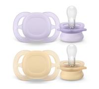 Philips Avent Ultra Start Soothers, Orthodontic Dummies Designed for Newborns, Silicone Symmetrical Teat, BPA Free, with Sterilising/Carrying Case, 2 Pack, Model SCF075/01