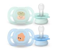 Philips Avent Ultra Start Soothers, Orthodontic Dummies Designed for Newborns, Silicone Symmetrical Teat, BPA Free, with Sterilising/Carrying Case, 2 Pack, Model SCF075/04