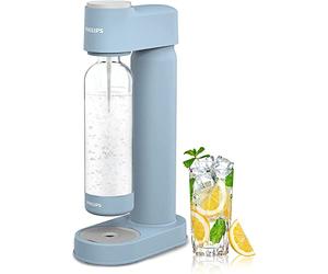 Philips Sparkling Water Maker Soda Maker Machine for Home Carbonating with BPA free PET 1L Carbonating Bottle, Compatible with Any Screw-in 60L CO2 Exchange Carbonator(NOT Included), Blue Plastic