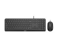 Philips SPT6207BL Keyboard and Mouse Set with Cable - USB 2.0 Ergonomic Design and 1200 DPI Sensor, Silent Clicks for Left and Right Handed Users Compatible with PC, Mac, Black, IT Layout