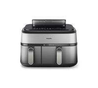 Philips Airfryer 5000 Series Dual Basket with Steam - Unique Steamfry, Steam & Airfry - 19 Ways to Cook; 9L Capacity (3L + 6L), RapidAir Plus Technology, Auto SteamClean (NA555/09)