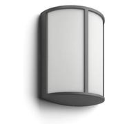 Philips Stock LED Outdoor Wall Light, 5.5W, 700 lm, 2,700 K Warm White Light, IP44 Weather-Resistant, Built-in LED, Durable, Aluminium, Anthracite Grey