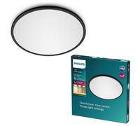 PHILIPS LED Superslim SceneSwitch Dimmable Ceiling Light 2700K 15W [Warm White - Black] for Indoor Home Lighting in Livingroom and Bedroom.