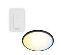 PHILIPS Superslim Ceiling Light with Remote Control, Black | Tunable White Light 2700K-6500K, 5 Pre-Set Lighting Scenes, Dimmable, Slim Design, Easy to Control and Install 22W, Round