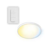 PHILIPS Superslim Ceiling Light with Remote Control, White | Tunable White Light 2700K-6500K, 5 Pre-Set Lighting Scenes, Dimmable, Slim Design, Easy to Control and Install 22W, Round