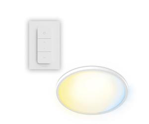 PHILIPS Superslim Ceiling Light with Remote Control, White | Tunable White Light 2700K-6500K, 5 Pre-Set Lighting Scenes, Dimmable, Slim Design, Easy to Control and Install 22W, Round