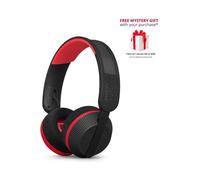Philips TAA6219BK Solar Powered Self Charging On Ear Bluetooth Headphones - 80 Hour Battery Reserve Ideal for Working Out, Running and Other Sports - Black and Red
