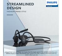 Philips TAN5609 Bone Conduction Headphone Call Noise Reduction Wireless Bluetooth Earphone IP66 Waterproof Outdoor Sport Headset Black