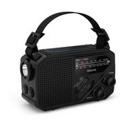 Philips TAR1609 Portable FM/AM radio with Internal Rechargeable Battery, AAA Battery & Crank Backup, Solar Power, Built-In LED Light & Torch for Campi