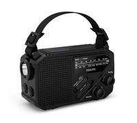 Philips TAR1609 Portable FM/AM radio with Internal Rechargeable Battery, AAA Battery & Crank Backup, Solar Power, Built-In LED Light & Torch for Camping, Hiking & Power Outages
