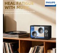 Philips TAS2600 Home Desktop Smart Transparent Speaker Wireless Bluetooth Bedhead Alarm Clock 1800mAh W/ Atmosphere Color Light black transparent