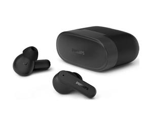 Philips TAT2000BK True Wireless In Ear Bluetooth Headphones - Small buds, Dynamic bass, 4 mic technology - Pocket size charging case, 32 hours play time, Ideal for commuting and exercise - Black