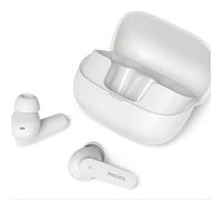 Philips TAT3000WT True Wireless Earbuds with Adaptive Noise Cancelling, 48h Play Time, SecureFit Tips, 6-Mic Clear Calls, Bluetooth 6.0, Auracast, IPX4, Compact Case, White