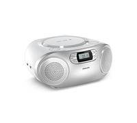 Philips TAZ2000 Portable CD Soundmachine with FM Radio, Bluetooth 6.0, USB Playback, Audio-In, Dynamic Bass Boost, 6W Stereo Speakers, AC/Battery Powered, Carry Handle - Silver