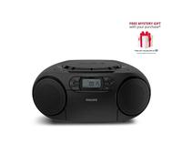 Philips TAZ2200 Portable CD & Cassette Soundmachine with FM Radio, Bluetooth 6.0, USB Playback, Audio-In, Dynamic Bass Boost, 6W Stereo Speakers, AC/Battery Powered, Carry Handle - Silver