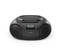 Philips TAZ2500 Portable CD Soundmachine with Cassette Player, DAB+/FM Radio, Bluetooth 6.0, USB Playback, Audio-In, Dynamic Bass Boost, Stereo Speakers, AC/Battery Powered - Black