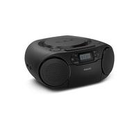 Philips TAZ2500 Portable CD Soundmachine with Cassette Player, DAB+/FM Radio, Bluetooth 6.0, USB Playback, Audio-In, Dynamic Bass Boost, Stereo Speakers, AC/Battery Powered - Black