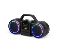 PHILIPS The Roller Wireless Speaker TAMS60B - 120W max, Bluetooth 6.0, IP67 waterproof, 24h battery, stereo sound, retro design, Auracast, USB-C, LED lights - Black