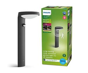 Philips Tyla Sockelleuchte, 1x9 W, warmweiß, Bewegungssensor, anthrazit, Warm White