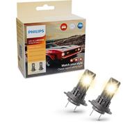 Philips Ultinon Classic LED car headlight bulb (H7/H18), 3.500K warm white light, halogen color match, 80% more brightness*, Easy-fit LED bulb, set of 2