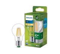 Philips Ultra Efficient - Ultra energy saving lights, E27 LED light source, 40W, A60, warm white, pack of 1, clear
