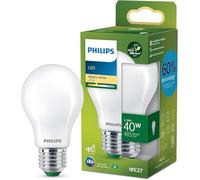Philips Ultra Efficient - Ultra energy saving lights, E27 LED light source, 40W, A60, warm white, pack of 1, frosted