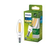 Philips Ultra Efficient - Ultra energy saving lights, LED light source, 40W, B35, Candle, E14 Warm White 2700 kelvin, clear