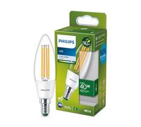 Philips Ultra Efficient - Ultra Energy Saving Lights, LED Light Source, 40W, B35, E14, Candle Cool White 4000 Kelvin, Clear