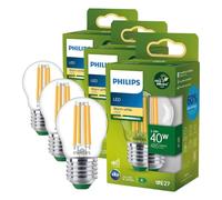 PHILIPS Ultra Efficient - Ultra Energy Saving Lights, LED Light Source, 40W, P45, E27, Warm White 2700 Kelvin, Clear (Pack of 3)