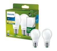 PHILIPS Ultra Efficient - Ultra Energy Saving Lights, LED Light Source, 60W, E27, A60, Frosted Glass, Warm White Light, 2700 Kelvin, Non dimmable, 2-Pack