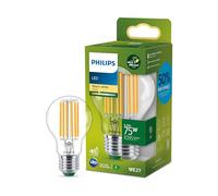 Philips Ultra Efficient - Ultra Energy Saving Lights, LED Light Source, 75W, A60, E27, Warm White 2700 Kelvin, Clear