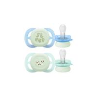 Philips Ultra Start Night-time Pacifier 0-2m Green/Blue x2